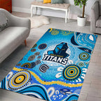 Gold Coast Titans Rugby Area Rug Australian Aboriginal Dot Painting Style