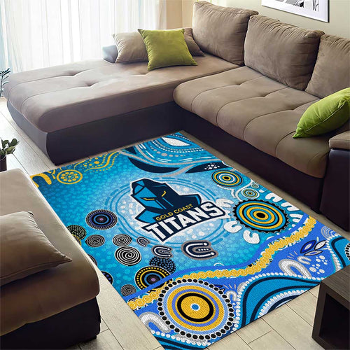 Gold Coast Titans Rugby Area Rug Australian Aboriginal Dot Painting Style
