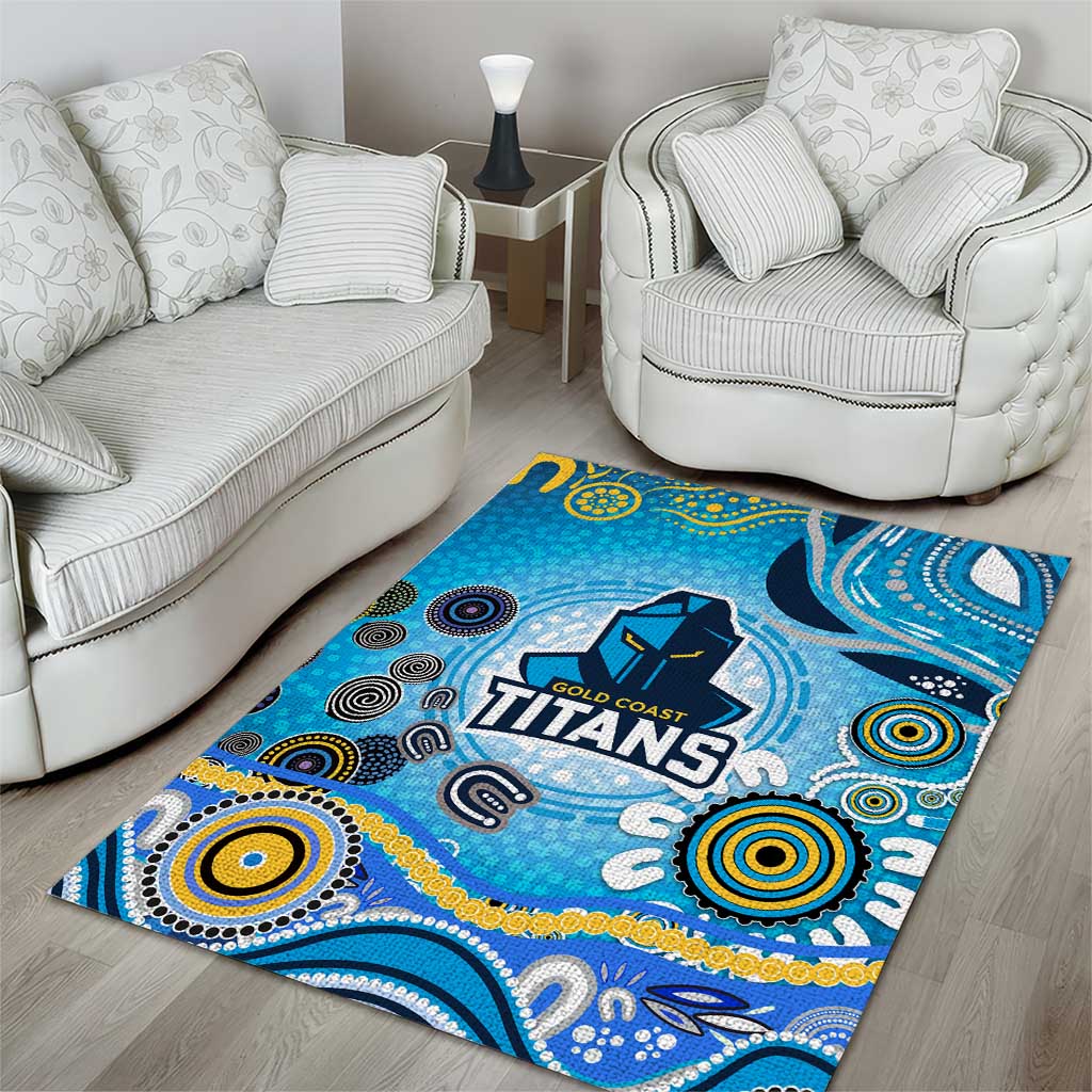 Gold Coast Titans Rugby Area Rug Australian Aboriginal Dot Painting Style