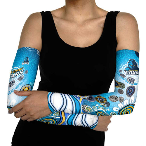 Gold Coast Titans Rugby Arm Sleeves Australian Aboriginal Dot Painting Style