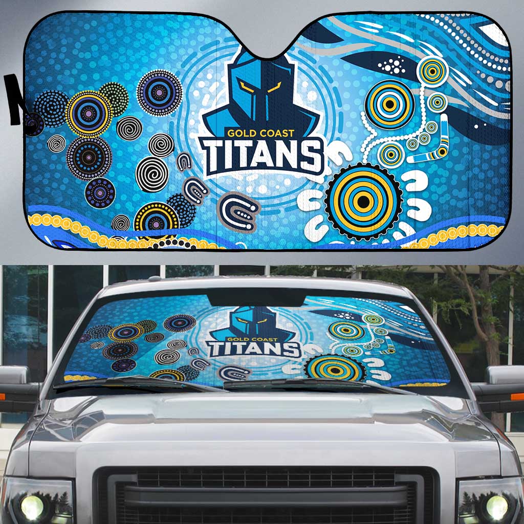 Gold Coast Titans Rugby Auto Sun Shade Australian Aboriginal Dot Painting Style