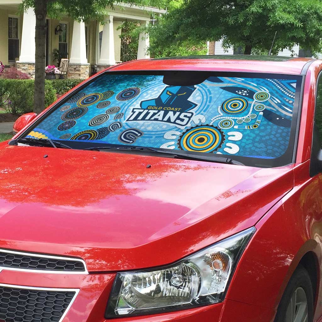 Gold Coast Titans Rugby Auto Sun Shade Australian Aboriginal Dot Painting Style