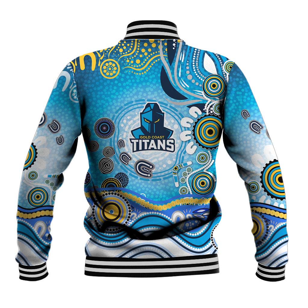 Gold Coast Titans Rugby Baseball Jacket Australian Aboriginal Dot Painting Style