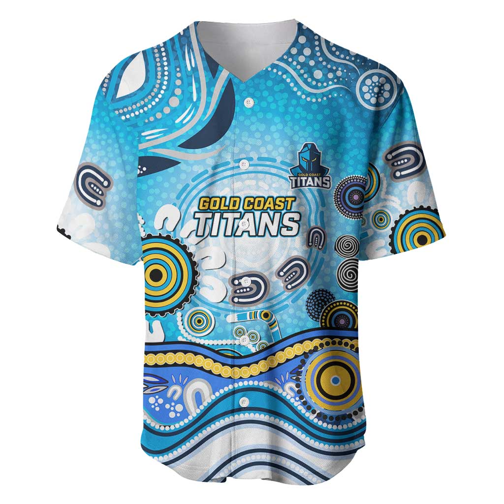 Gold Coast Titans Rugby Baseball Jersey Australian Aboriginal Dot Painting Style