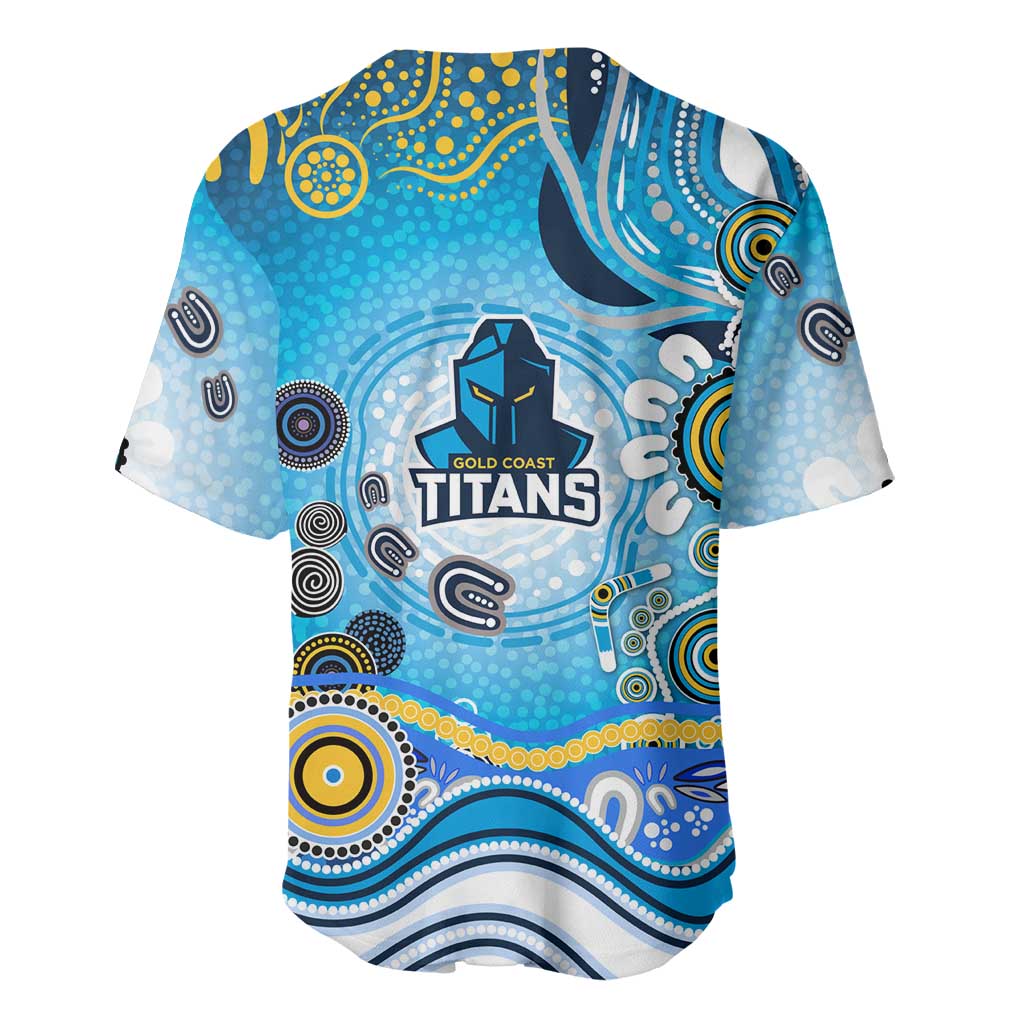 Gold Coast Titans Rugby Baseball Jersey Australian Aboriginal Dot Painting Style