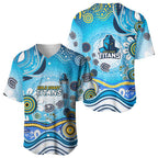 Gold Coast Titans Rugby Baseball Jersey Australian Aboriginal Dot Painting Style