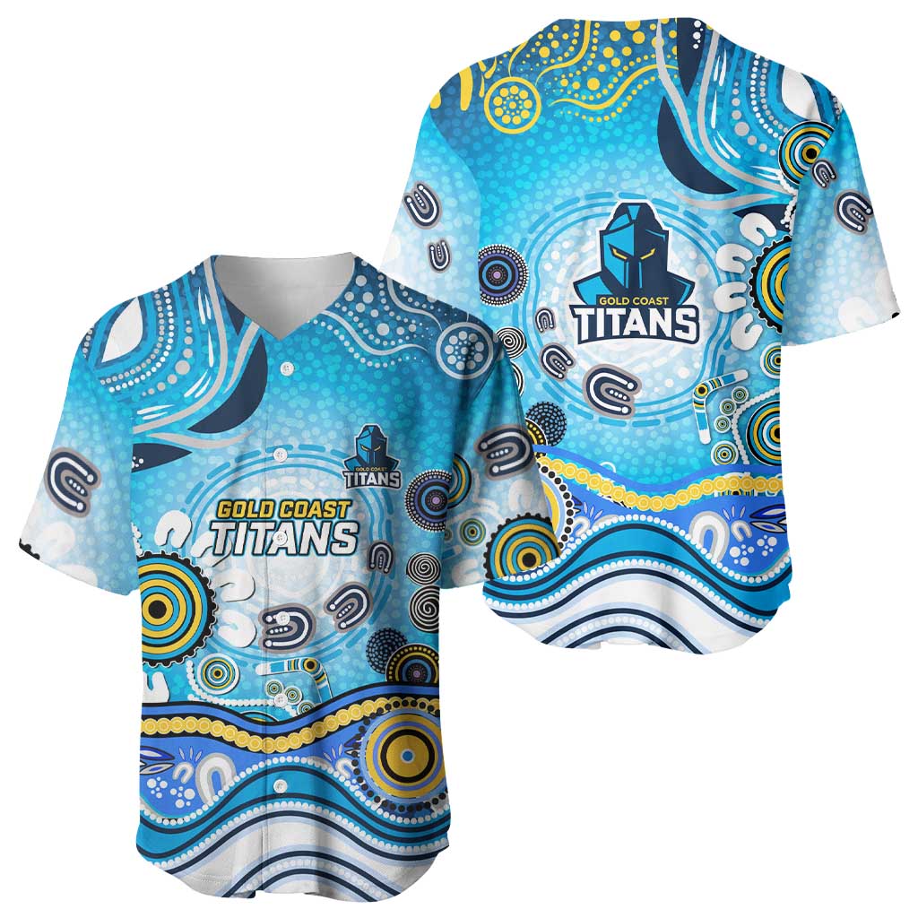 Gold Coast Titans Rugby Baseball Jersey Australian Aboriginal Dot Painting Style