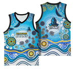 Gold Coast Titans Rugby Basketball Jersey Australian Aboriginal Dot Painting Style