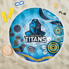 Gold Coast Titans Rugby Beach Blanket Australian Aboriginal Dot Painting Style