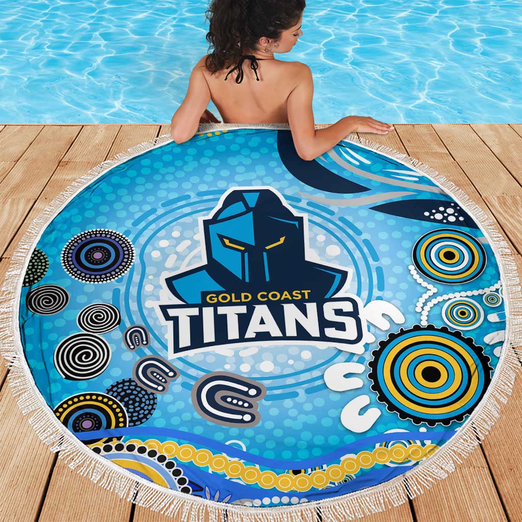 Gold Coast Titans Rugby Beach Blanket Australian Aboriginal Dot Painting Style