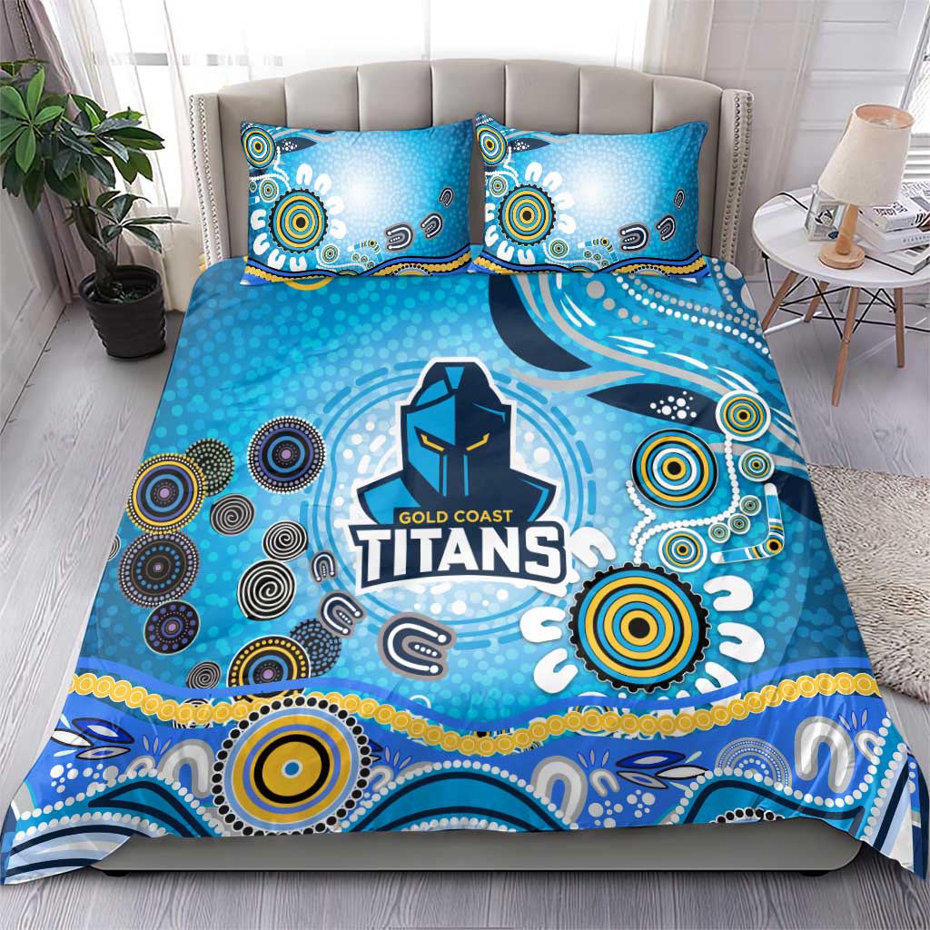Gold Coast Titans Rugby Bedding Set Australian Aboriginal Dot Painting Style