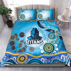 Gold Coast Titans Rugby Bedding Set Australian Aboriginal Dot Painting Style