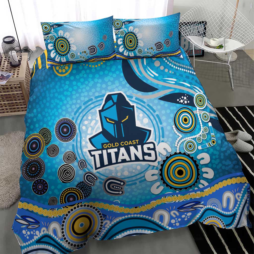 Gold Coast Titans Rugby Bedding Set Australian Aboriginal Dot Painting Style