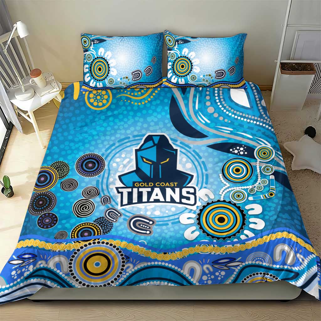 Gold Coast Titans Rugby Bedding Set Australian Aboriginal Dot Painting Style