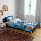 Gold Coast Titans Rugby Bedding Set Australian Aboriginal Dot Painting Style