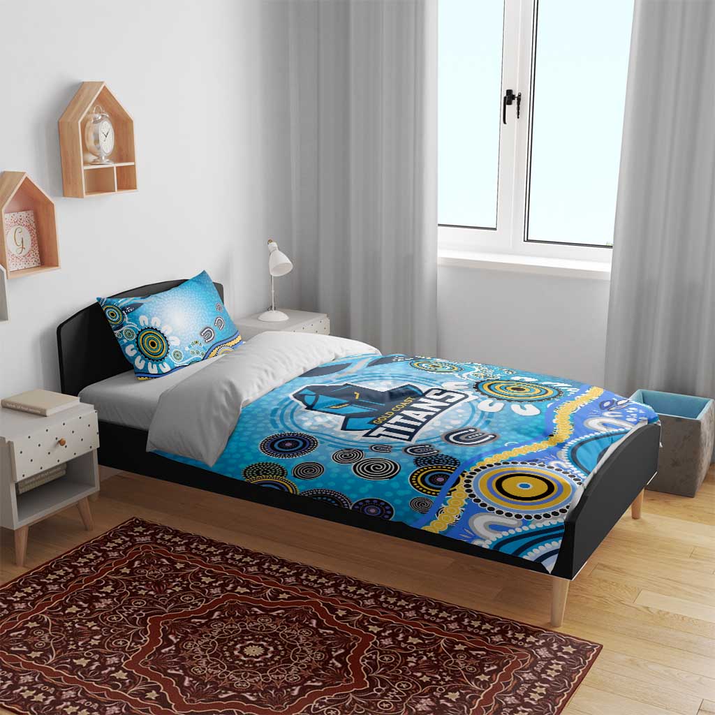 Gold Coast Titans Rugby Bedding Set Australian Aboriginal Dot Painting Style