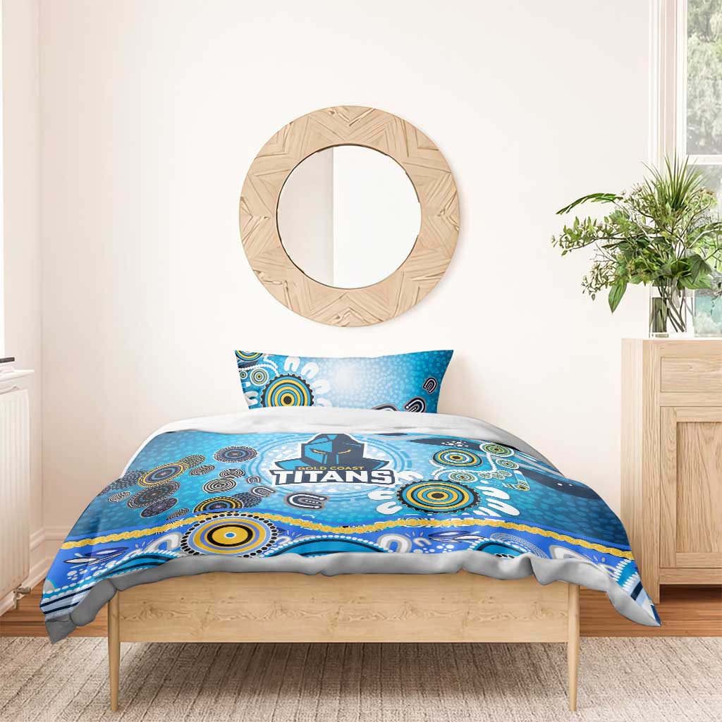 Gold Coast Titans Rugby Bedding Set Australian Aboriginal Dot Painting Style