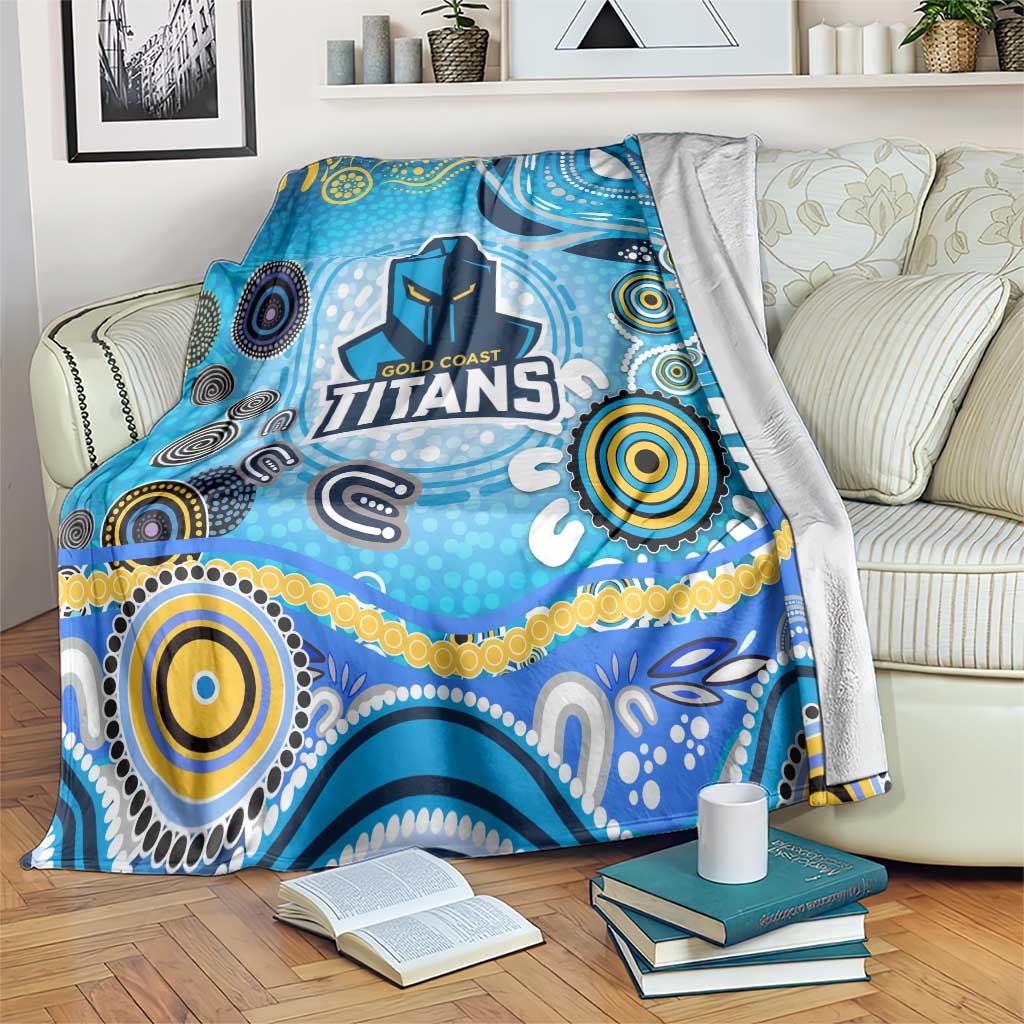Gold Coast Titans Rugby Blanket Australian Aboriginal Dot Painting Style
