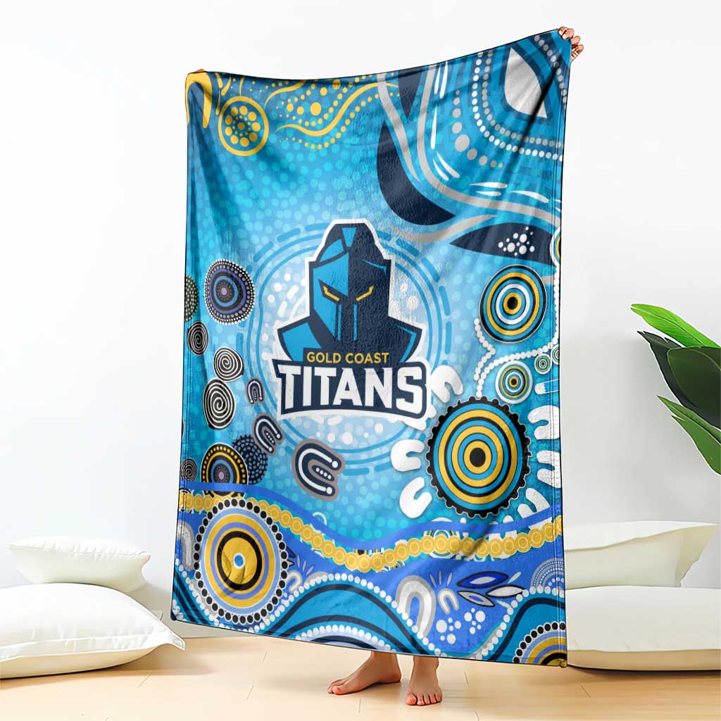 Gold Coast Titans Rugby Blanket Australian Aboriginal Dot Painting Style
