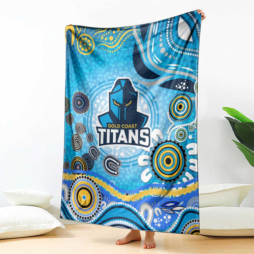 Gold Coast Titans Rugby Blanket Australian Aboriginal Dot Painting Style