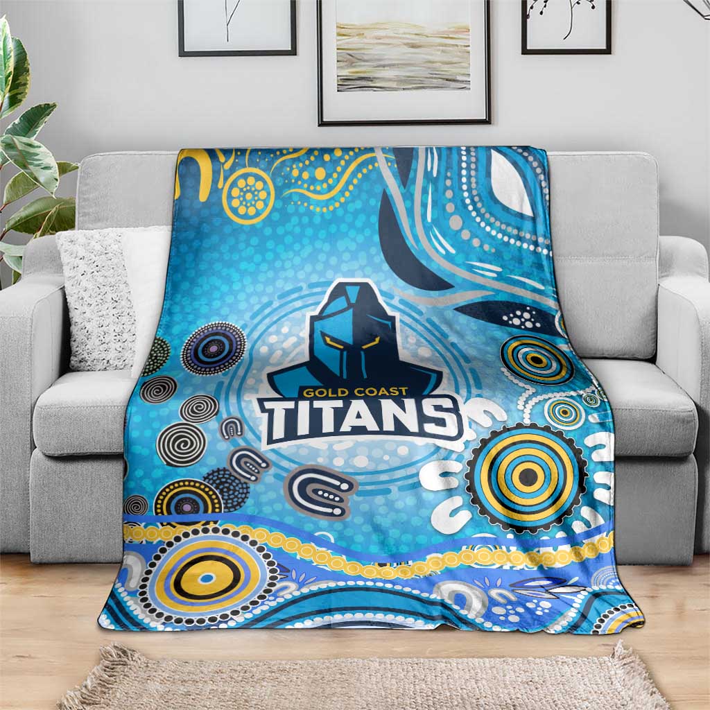 Gold Coast Titans Rugby Blanket Australian Aboriginal Dot Painting Style