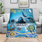 Gold Coast Titans Rugby Blanket Australian Aboriginal Dot Painting Style