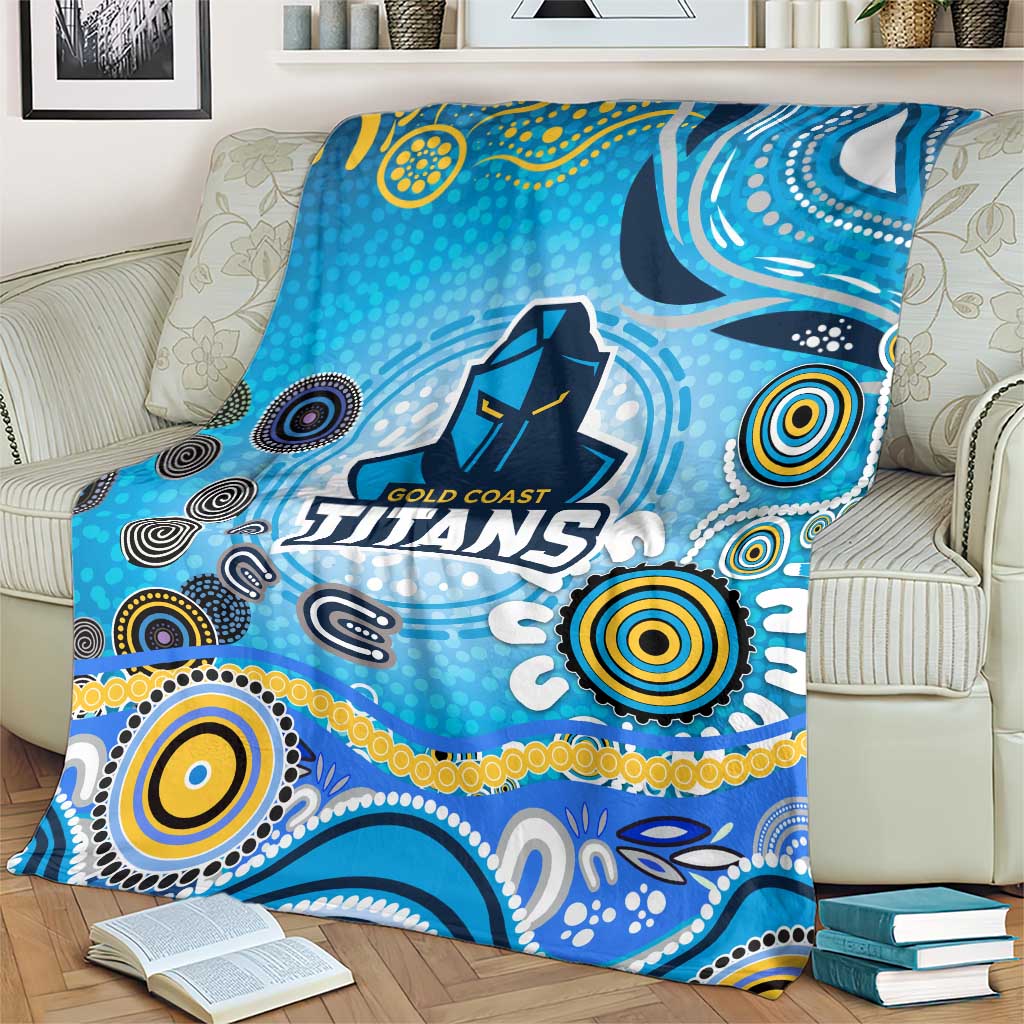 Gold Coast Titans Rugby Blanket Australian Aboriginal Dot Painting Style