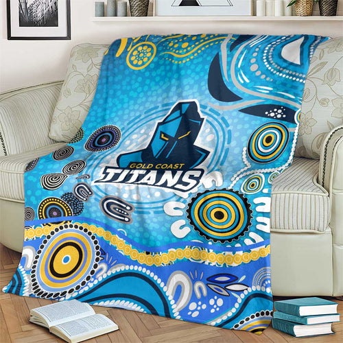 Gold Coast Titans Rugby Blanket Australian Aboriginal Dot Painting Style