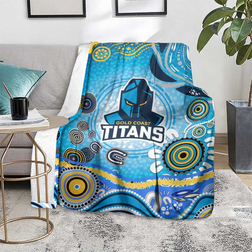 Gold Coast Titans Rugby Blanket Australian Aboriginal Dot Painting Style