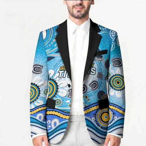 Gold Coast Titans Rugby Blazer Australian Aboriginal Dot Painting Style