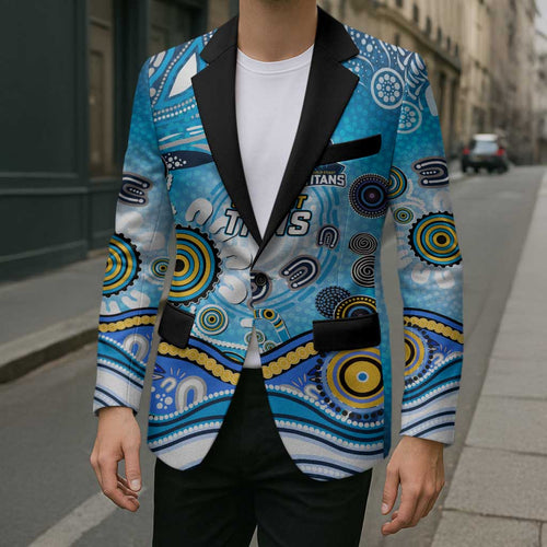 Gold Coast Titans Rugby Blazer Australian Aboriginal Dot Painting Style