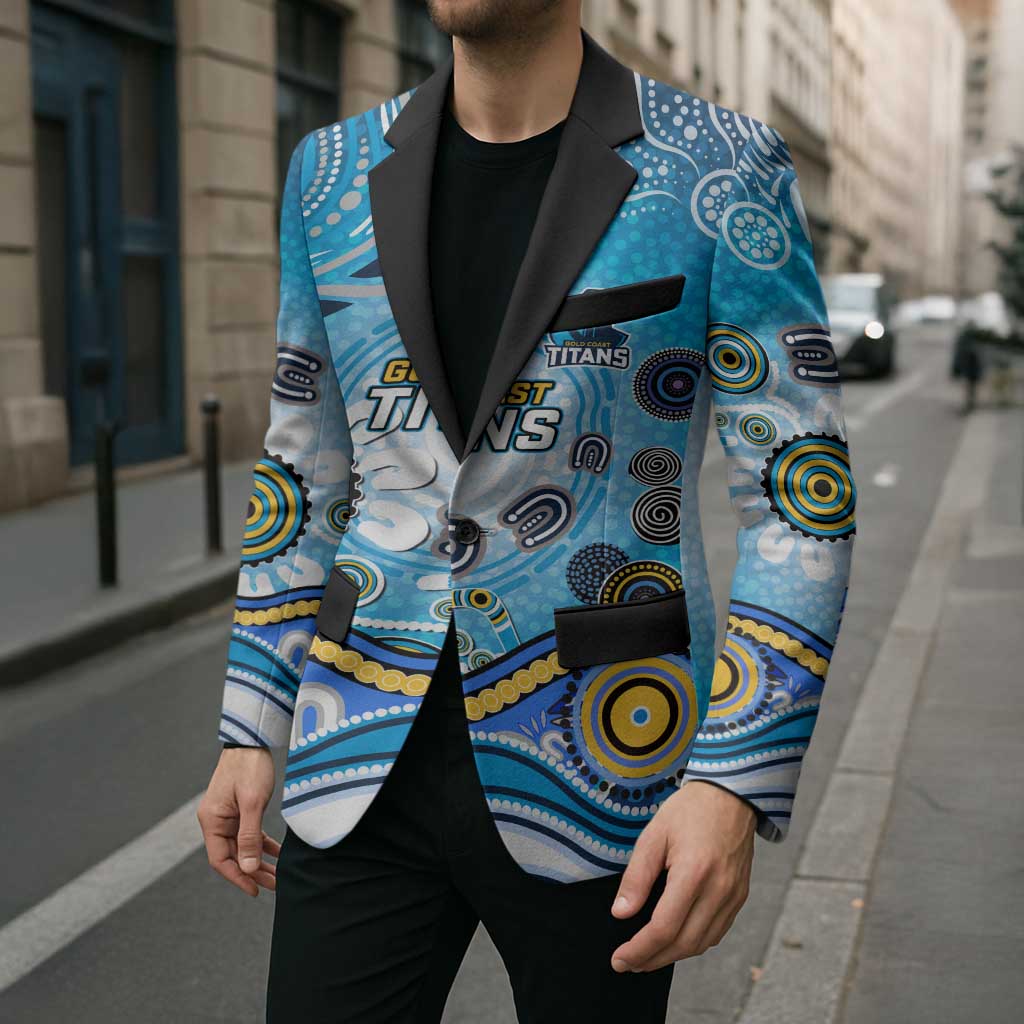 Gold Coast Titans Rugby Blazer Australian Aboriginal Dot Painting Style