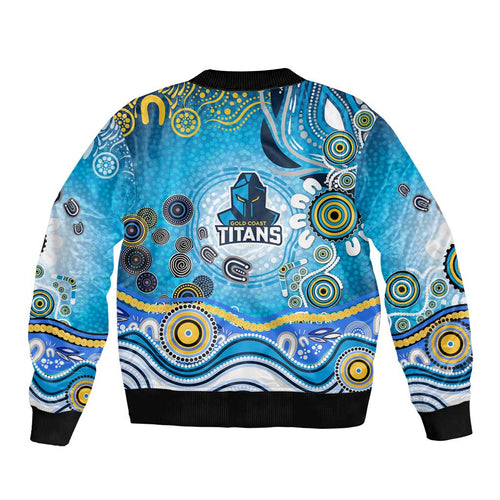 Gold Coast Titans Rugby Bomber Jacket Australian Aboriginal Dot Painting Style