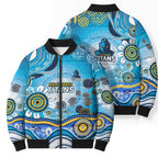 Gold Coast Titans Rugby Bomber Puffer Jacket Australian Aboriginal Dot Painting Style
