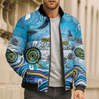 Gold Coast Titans Rugby Bomber Puffer Jacket Australian Aboriginal Dot Painting Style