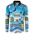 Gold Coast Titans Rugby Button Sweatshirt Australian Aboriginal Dot Painting Style