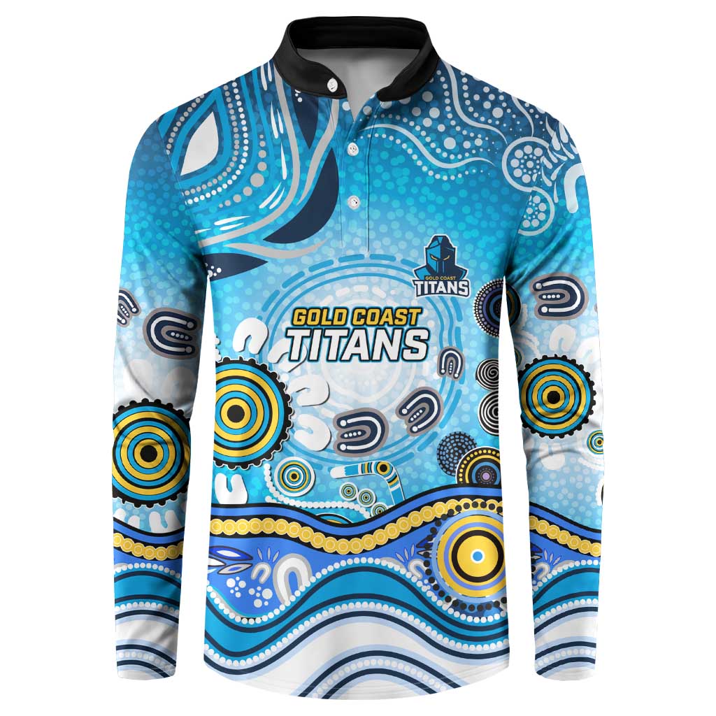 Gold Coast Titans Rugby Button Sweatshirt Australian Aboriginal Dot Painting Style