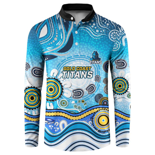 Gold Coast Titans Rugby Button Sweatshirt Australian Aboriginal Dot Painting Style