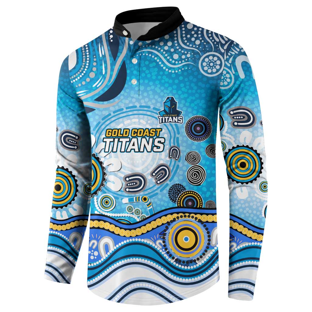 Gold Coast Titans Rugby Button Sweatshirt Australian Aboriginal Dot Painting Style