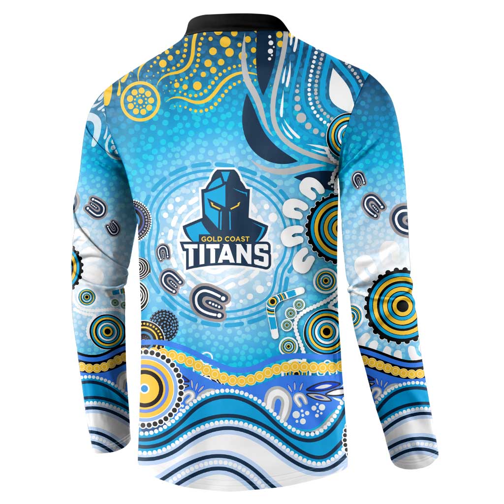 Gold Coast Titans Rugby Button Sweatshirt Australian Aboriginal Dot Painting Style
