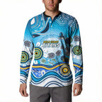 Gold Coast Titans Rugby Button Sweatshirt Australian Aboriginal Dot Painting Style