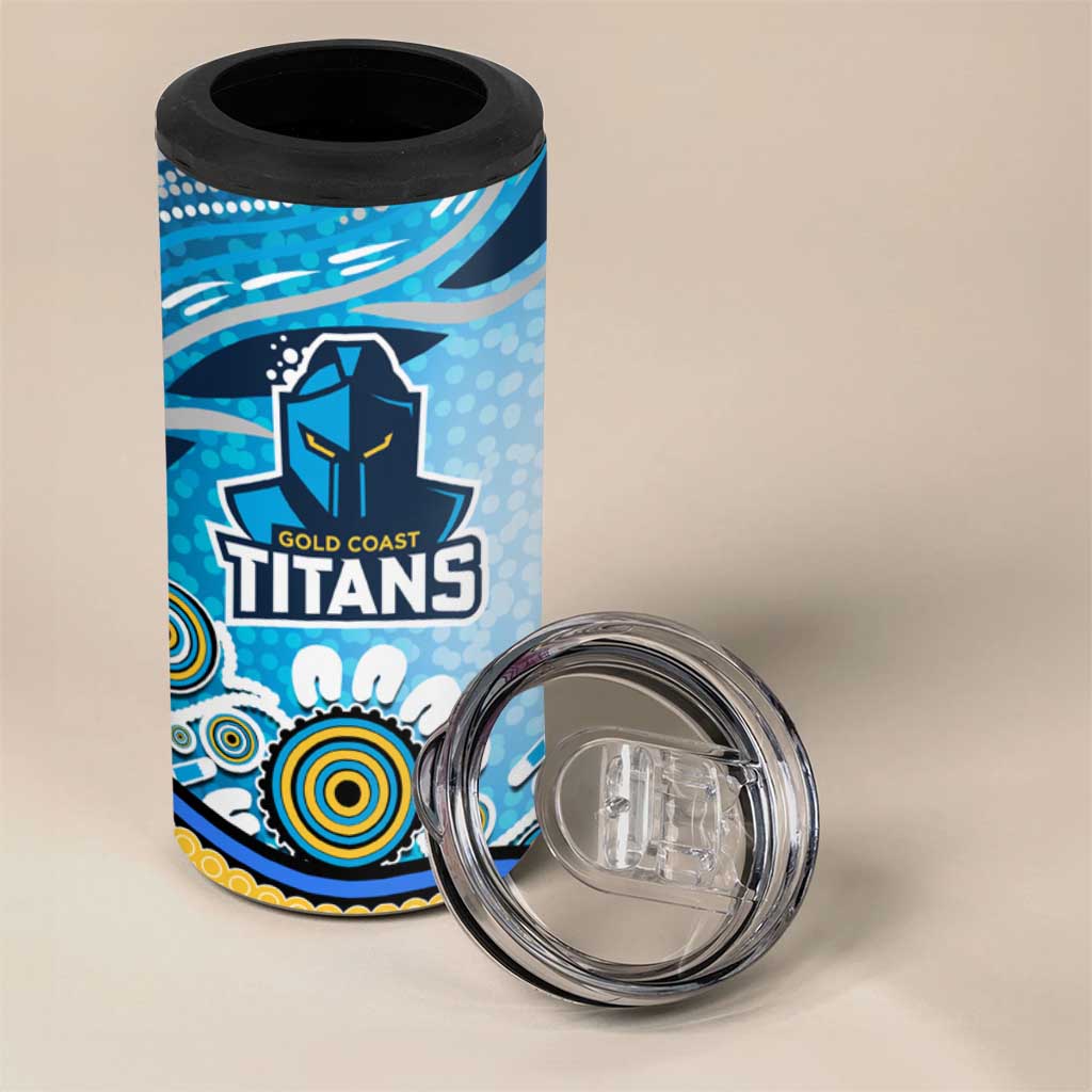 Gold Coast Titans Rugby 4 in 1 Can Cooler Tumbler Australian Aboriginal Dot Painting Style