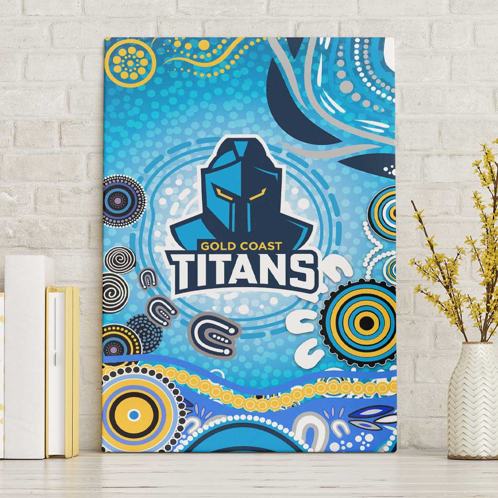 Gold Coast Titans Rugby Canvas Wall Art Australian Aboriginal Dot Painting Style