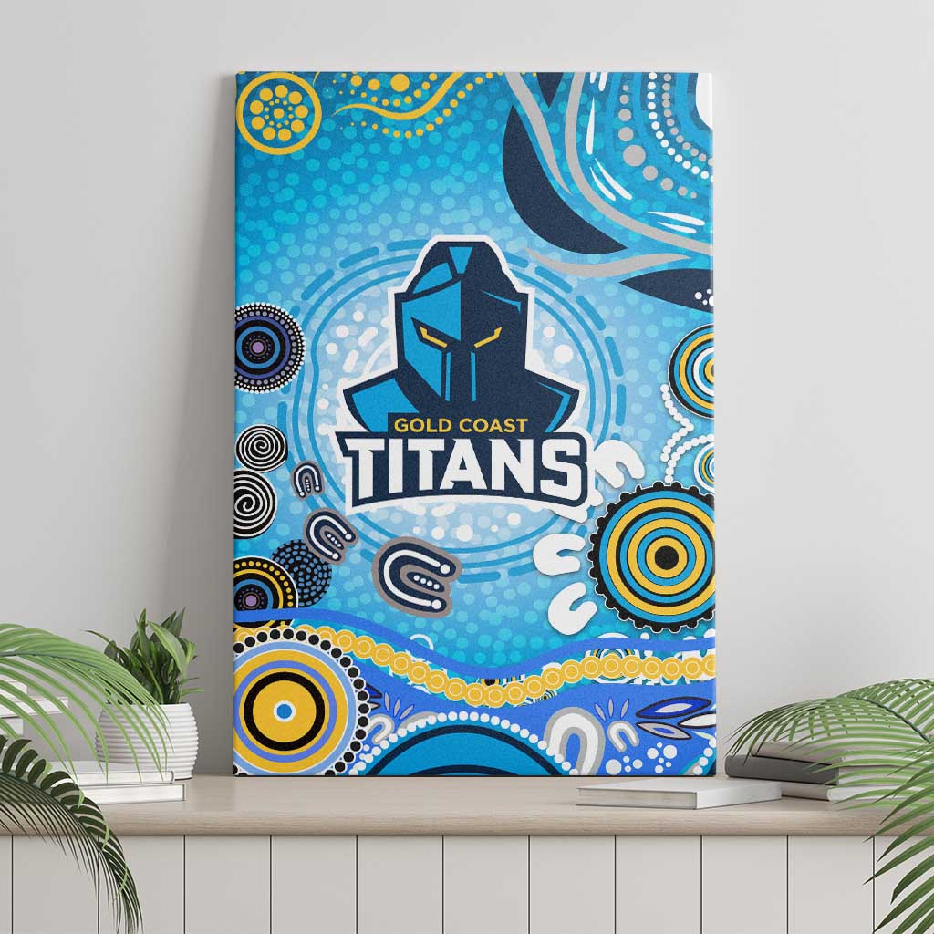 Gold Coast Titans Rugby Canvas Wall Art Australian Aboriginal Dot Painting Style