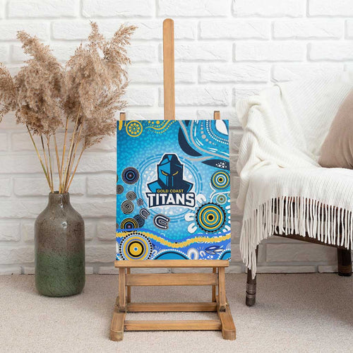 Gold Coast Titans Rugby Canvas Wall Art Australian Aboriginal Dot Painting Style