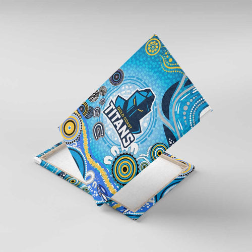Gold Coast Titans Rugby Canvas Wall Art Australian Aboriginal Dot Painting Style