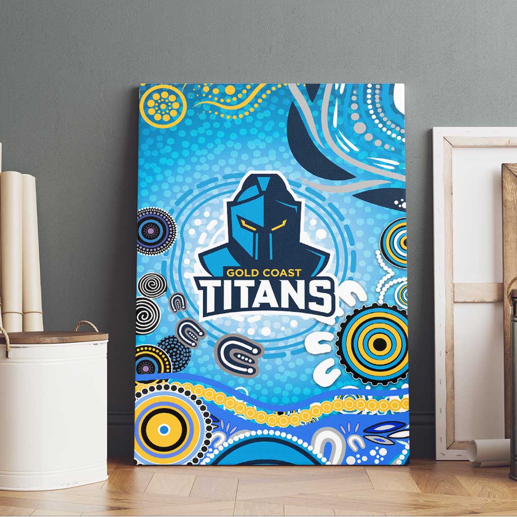 Gold Coast Titans Rugby Canvas Wall Art Australian Aboriginal Dot Painting Style