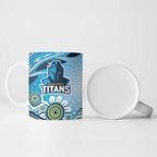 Gold Coast Titans Rugby Ceramic Mug Australian Aboriginal Dot Painting Style