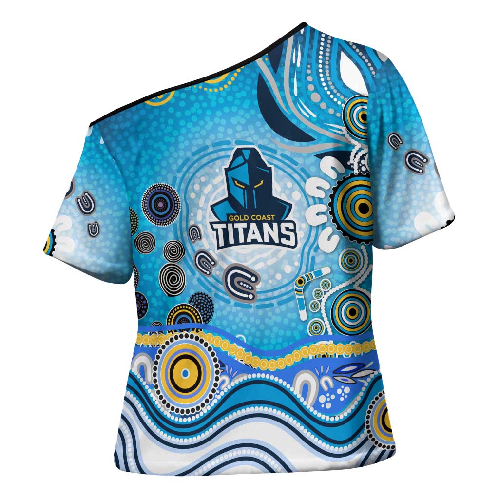 Gold Coast Titans Rugby Cross Shoulder Shirt Australian Aboriginal Dot Painting Style