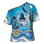 Gold Coast Titans Rugby Cross Shoulder Shirt Australian Aboriginal Dot Painting Style
